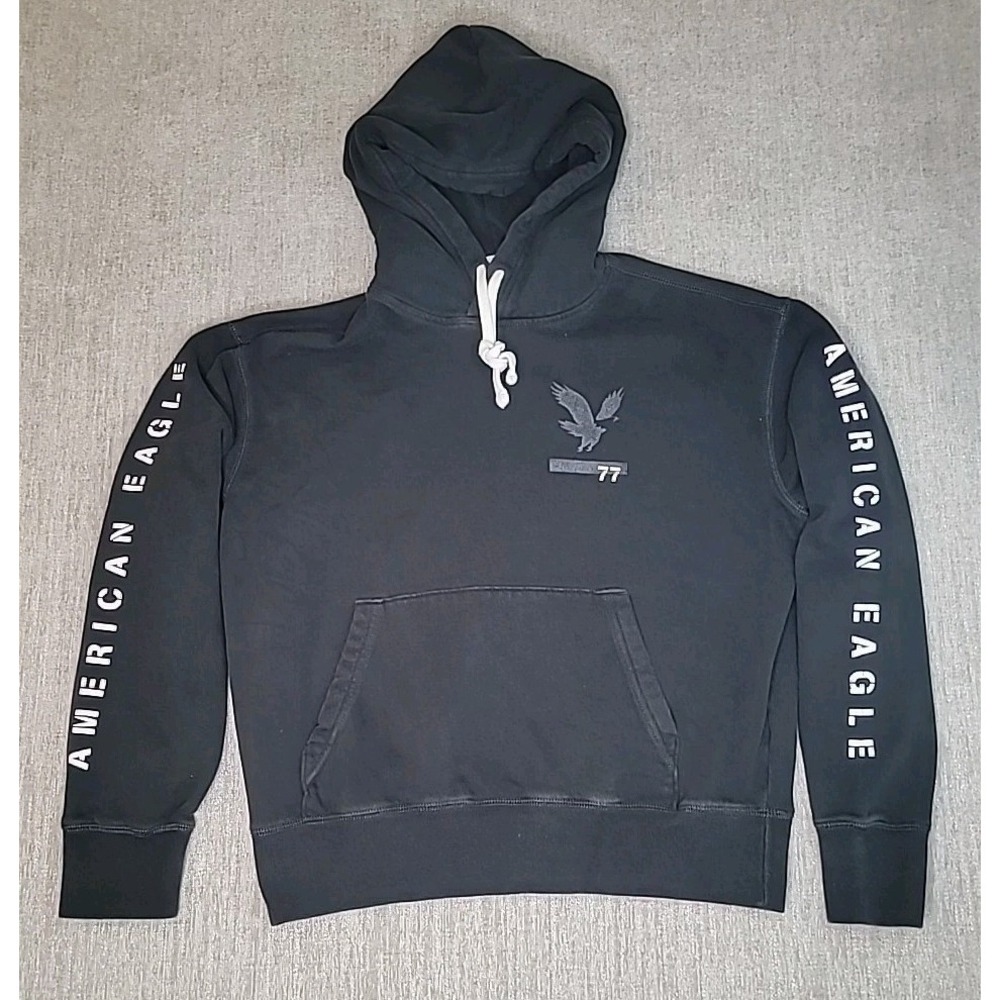American Eagle Hoodie Mens XS Super Soft‎ AE 77 Graphic Pullover Kangaroo Pocket